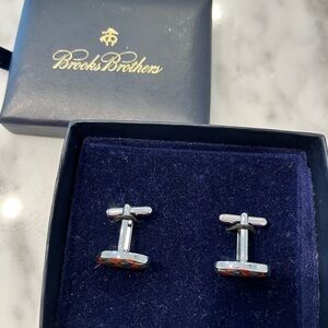 Brooks Brothers Silver and Red Cufflinks
